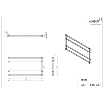 Radiator de baie GESI 1 negru 1000x530mm 263W Imers 2912CZ