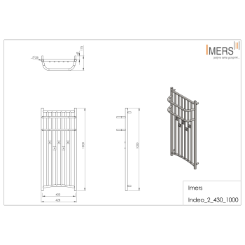 Radiator de baie INDEO 2 negru 430x1000mm 344W Imers 0322CZ