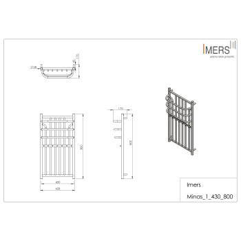 Radiator de baie MINAS 1 cromat 430x800mm 306W Imers 0410