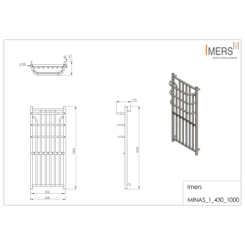 Radiator de baie MINAS 2 alb 430x1000mm 368W Imers 0422