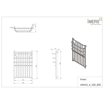 Radiator de baie MINAS 4 negru 530x800mm 355W Imers 0442CZ