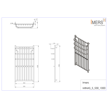 Radiator de baie MINAS 5 cromat 530x1000mm 418W Imers 0450CH