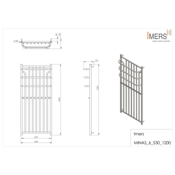 Radiator de baie MINAS 6 cromat 530x1200mm 482W Imers 0460CH