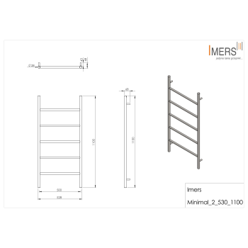 Radiator de baie MINIMAL 2 alamă 530x1100mm 228W Imers 2721