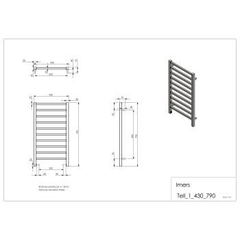 Radiator de baie TELL 1 alb 430x790mm 281W Imers 1112