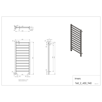 Radiator de baie TELL 2 negru 430x940mm 342W Imers 1122CZ