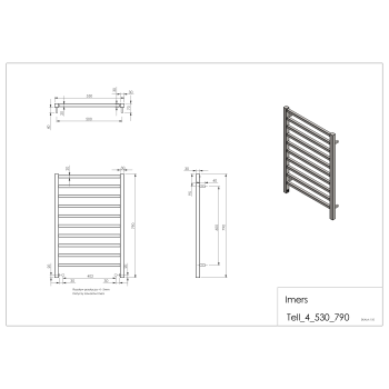 Radiator de baie TELL 4 negru 530x790mm 379W Imers 1142CZ