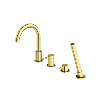 Mixer de cadă cu 4 orificii și gură pivotantă Kohlman Axel QB244AGD Gold