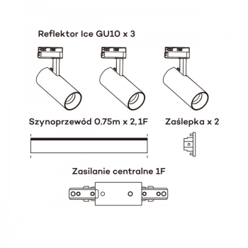 ICE SET 1F alb 3x50W GU10 Light Prestige kit de șine Prestige