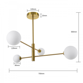 DORADO auriu 4x40W G9 lampă suspendată Light Prestige