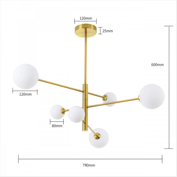 DORADO auriu 6x40W G9 lampă suspendată Light Prestige