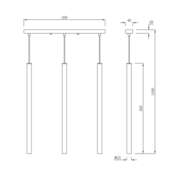 Lămpă suspendată LUNGO gold 3x5W G9 de Light Prestige
