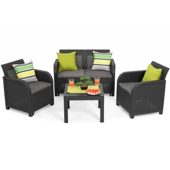 Mobilier de grădină ROSALIE SET 4 locuri - grafit