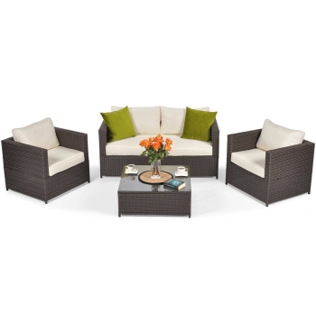 Technoratan Set de grădină cu 4 locuri MALAGA COMFORT - maro