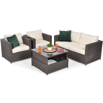 Technoratan Set de grădină cu 4 locuri MALAGA COMFORT - maro