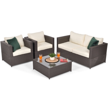 Technoratan Set de grădină cu 4 locuri MALAGA COMFORT - maro