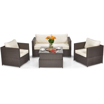 Technoratan Set de grădină cu 4 locuri MALAGA COMFORT - maro