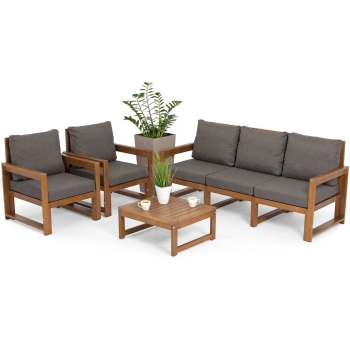 MALTA Set de mobilier de grădină cu 5 locuri - maro/grafit