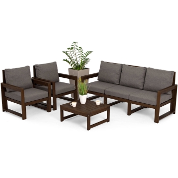 MALTA Set de mobilier de grădină cu 5 locuri - maro închis/grafit