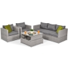 MALAGA COMFORT MAX Set de grădină cu 5 locuri din technorattan - gri