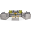 MALAGA COMFORT MAX Set de grădină cu 5 locuri din technorattan - gri