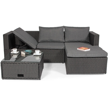 Colțar de grădină cu 4 locuri ROMA RELAX - negru