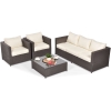 MALAGA COMFORT MAX Set de grădină cu 5 locuri în technorattan - maro