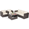 MALAGA COMFORT MAX Set de grădină cu 5 locuri în technorattan - maro