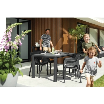 Masă de grădină din plastic cu 6 locuri JULIE 150 x 90 cm - cappuccino