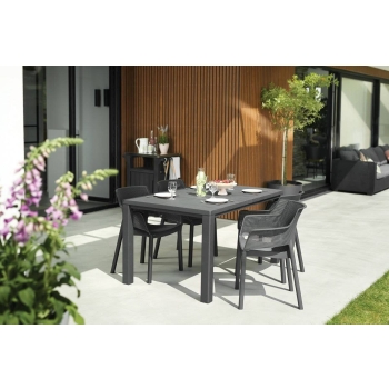 Masă de grădină din plastic cu 6 locuri JULIE 150 x 90 cm - cappuccino