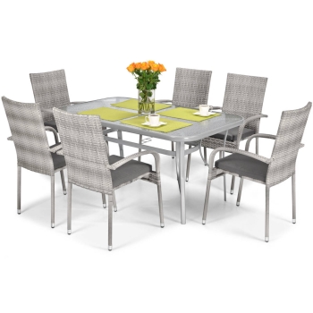 Set de cină de grădină cu 6 locuri MALAGA LIGHT grey