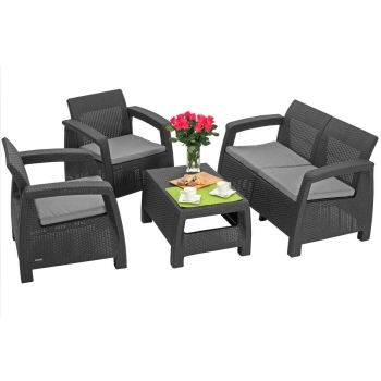 Mobilier de grădină CORFU SET cu 4 locuri - grafit