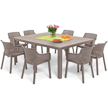 Mobilier de grădină Scaune de 10 locuri EVA + masă JULIE DOUBLE - cappuccino