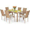 Technorattan set de grădină cu 6 locuri MALAGA masă 150 cm - bej