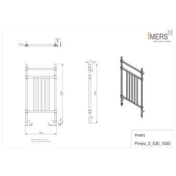 Radiator de baie PINEA 1 negru 430x1000mm 234W Imers