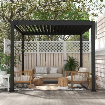 Zestaw Pergola ogrodowa MIRADOR 80 Solid 3 x 3 m Antracyt + Roleta 3 m