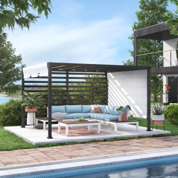 Pergola ogrodowa 305x366cm stal/włókno sztuczne