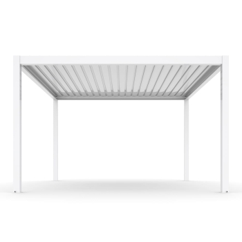 Pergola ogrodowa aluminiowa elektryczna LUXE 4 x 4 m Biały z oświetleniem LED