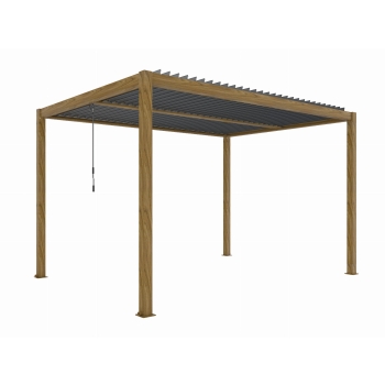 Pergola ogrodowa aluminiowa LUXE 4 x 4 m Drewno z LED