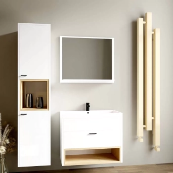 Baie radiator CUBIC 2 negru 230x1660mm 472W conexiune încălzire L Imers