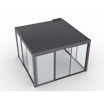Pergola ogrodowa aluminiowa LUXE 4 x 4 m Antracyt z oświetleniem LED