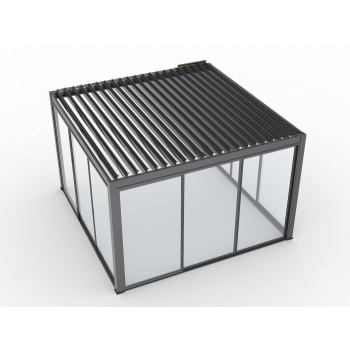 Pergola ogrodowa aluminiowa LUXE 4 x 4 m Antracyt z oświetleniem LED