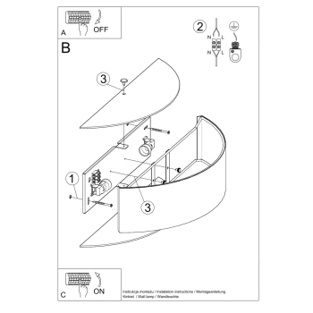 Aplică SKALA alb 2x60W E27 Sollux Lighting