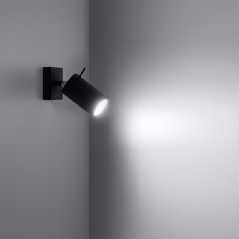 Aplică RING negru cu întrerupător 1x40W GU10 Sollux Lighting
