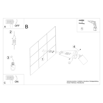 Aplică VERDO negru 1x10W GU10 Sollux Lighting