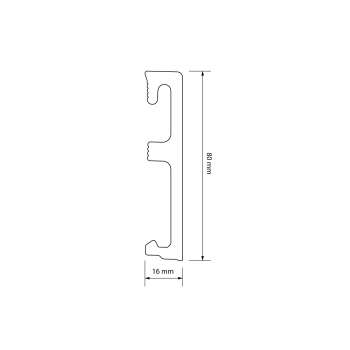 Plintă de plintă din PVC hibrid Alpha 80mm 2.4m Gri