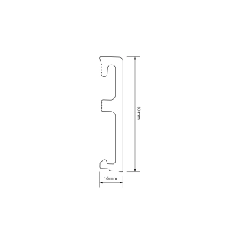 Plintă de plintă din PVC hibrid Alpha 80mm 2.4m Gri