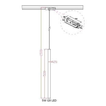 LUNGO 1F auriu 1x5W G9 lampă suspendată pe șine Light Prestige