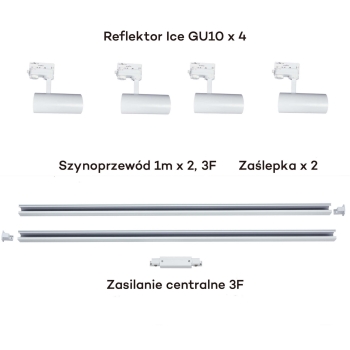 ICE SET 3F alb alb 4x50W GU10 Light Prestige kit feroviar