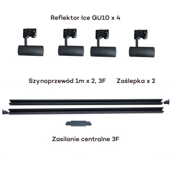 ICE SET 3F negru negru 4x50W GU10 Light Prestige kit feroviar